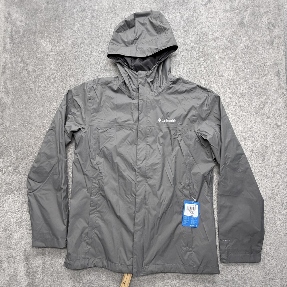 Columbia‎ Jacket Mens M Gray Watertight II Rain Coat Hooded Waterproof RM2433